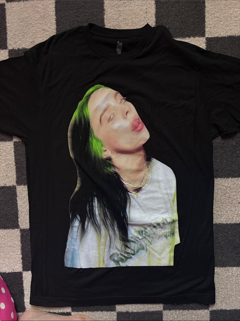 Billie Eilish Black Graphic Tee with Neon Green
